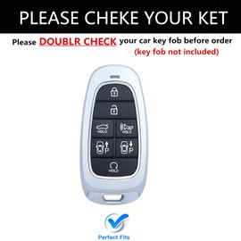 TALKMOON Key Fob Cover for Hyundai 7 Buttons Key Case,Heavy Key Shell Protector Keychain Accessories for 2024 2023 2022 Hyundai Sonata, Santa Fe, Nexo, Tucson, Palisade Key Fob (Model-B-Black)