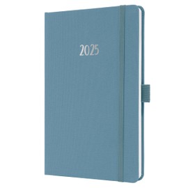 SIGEL J5401 Weekly Planner Jolie 2025, FSC-Certified, 2 Pages = 1 Week, hardcover with a Fabric Surface, Approx. A5, Blue, 174 Pages