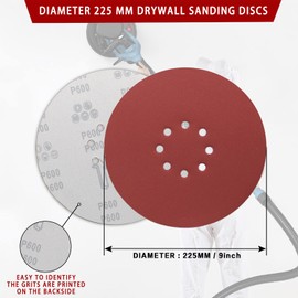 STEBRUAM STEBRUAM Schleifpapier 225mm Klett, Schleifscheibe 30 Stck K?rnung P600 225mm Schleifscheiben 8 Loch gro?en Schleifteller fr Trockenbauschleifer Schleifgiraffe Langhalsschleifer Schleifen Giraffe