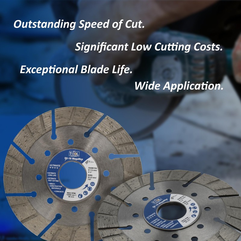 115mm Diamond Cutting Discs For Angle Grinder, SX-16 MegaMax Segmented