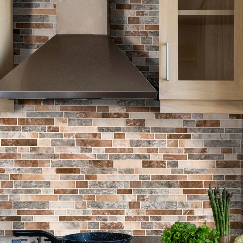 MSI Taos Interlocking Glass Mesh-Mounted Mosaic Tile for Kitchen Backsplash,