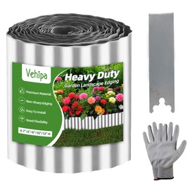 Vehipa Garden Edging Brooder for Landscaping, 10" x 30 Ft Corrugated Landscape Edging, Garden Bed Edging Lawn Edging for Flower Bed, Landscape Border for DIY Lawn, Yard (Silver)