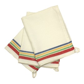 Aunt Martha's 18-Inch by 28-Inch Package of 3 Vintage Dish Towels,Cotton, Multi Striped, MultiStripe