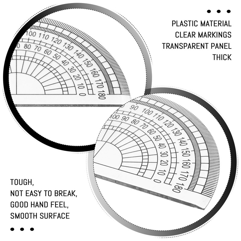 15-Piece Semicircular Protractor, Plastic Transparent Protractor, Student Painting Tools, 180-Degree