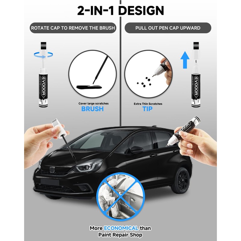 EVOOOR Crystal Black Pearl(NH-731P) Touch Up Paint Compatible with Honda