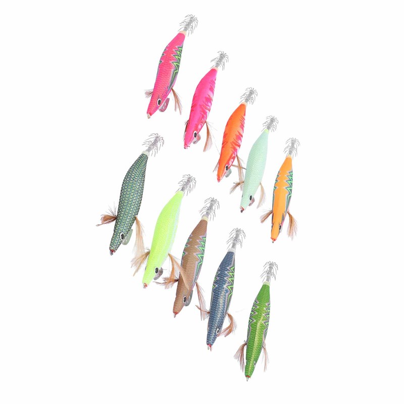 10pcs Squid Jig Hook Hard Fishing Lures Luminous Wood Fishing