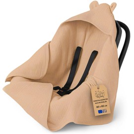 Muslin Swaddling Blanket Baby Seat Baby Blanket 90 x 90 cm - Breathable Summer Blanket for Prams and Car Seat for Newborns and Toddlers Oeko-Tex Beige