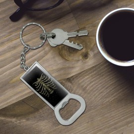 GRAPHICS & MORE Rib Cage Skeleton Bones Stars Galaxy Keychain Rectangle Chrome Plated Metal Bottle Cap Opener