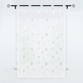 Delien Roman Blind with Loops, Transparent Roman Curtain, Short Curtain, Loop Blind, Modern Scarves, Butterfly Kitchen Store, Window, Living Room Curtain, Pack of 1, W x H 120 x 150 cm, Silver