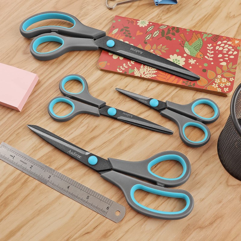 Asdirne Teflon Coating Scissors Set of 4, Non-Stick Scissors All