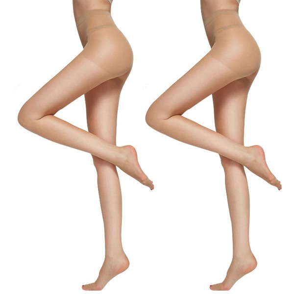 DRESHOW 2 Pairs Women's Sheer High Waist Tights 20D Pantyhose