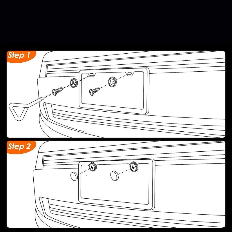 2Pack Tri-Color Stainless Steel License Plate Frames Holder with Screw