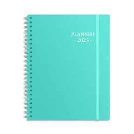 Tiankool Planner 2025 - Jan 2025-Dec 2025 Weekly Monthly Planner with 12 Monthly Tabs - 2025 Planner with Elastic Closure, Inner Pocket, Round Corner,5.8" x 8.25"- Turquoise