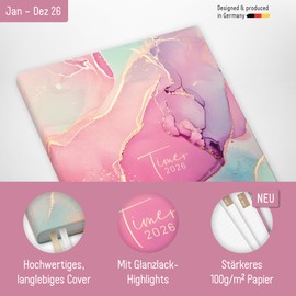 Häfft® Chäff-Timer Classic Calendar 2026 A5 "Silky Pink" Book Calendar, Appointment Calendar, Weekly Planner for 12 Months: Jan 2026 to Dec. 2026 - Sustainable and Climate Friendly