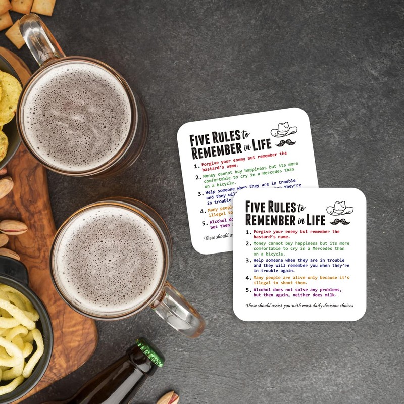 CS597 Five Rules to Remember in Life Novelty Funny Coffee