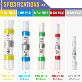 800PCS Red Solder Seal Wire Connectors AWG22-18, Plustool Solder Seal Heat Shrink Butt Connectors, Marine Grade Waterproof Insulated Electrical Wire Terminals Splice for Automotive Boat Truck Wire