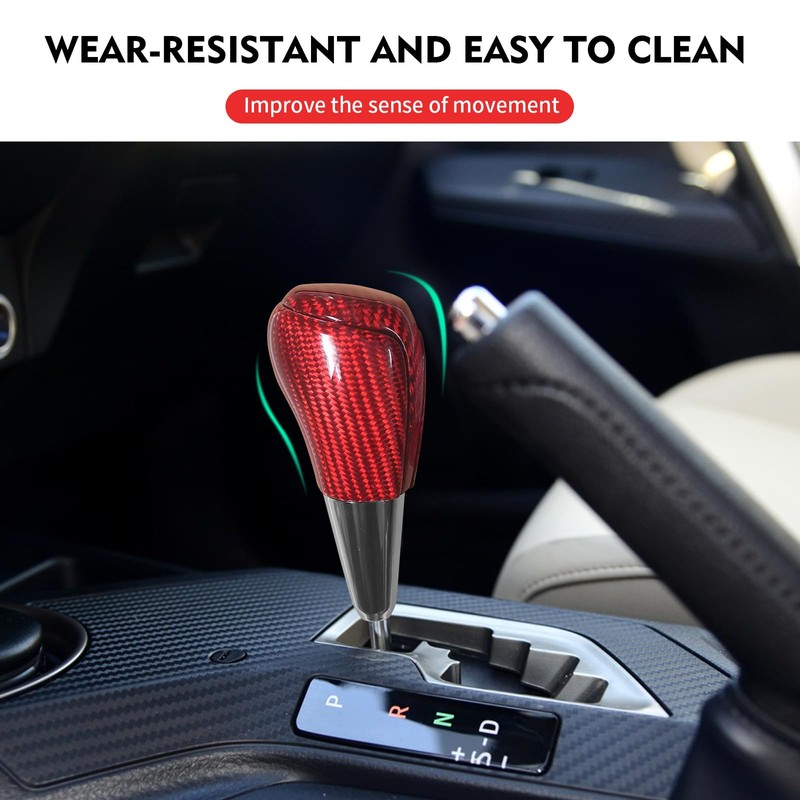 BLAKAYA Compatible with Carbon Fiber Gear Shift Knob Head Cover