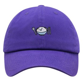 JPAK Yum Yum Premium Dad Hat Embroidered Baseball Cap Asian Food Rice Purple
