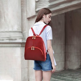 NICOLE & DORIS Women's Backpack Casual Backpack for Women Waterproof Handbag for Women Backpacks Faux Leather, red, Classic