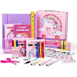 48-Piece Washable Back to School Supplies Gift Kit for Kids-Unicorn Essential First Day Gift Set for Kindergarten & Elementary, Art Supplies & Refillable Tools, Ideal Kids Stationery Set for Girls.