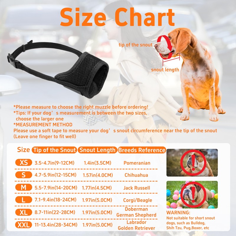 Seyezo Dog Muzzle, Soft Breathable Muzzle for Small Medium Large