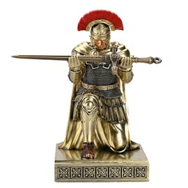 HDMbigmi Centurion Cloak Warrior Knight Pen Holder Mobile Phone Stand Desk Organizers and Accessories as Gift with a Metal Sword Letter Opener for Office and Home (Bronze)
