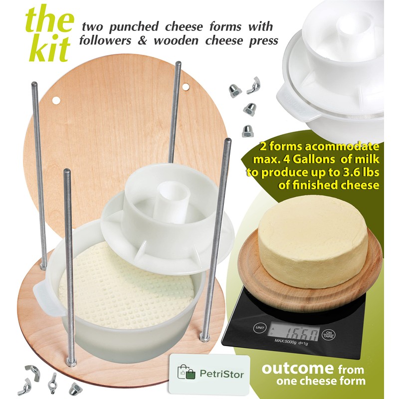Wooden cheese press diameter 11.2 in and 2 cheese making