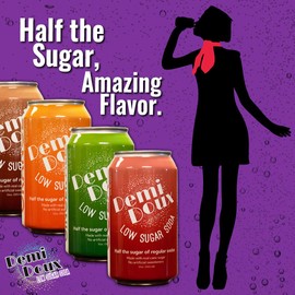 Demi Doux Low Sugar Soda - Low Sugar Soft Drink, No Artificial Sweeteners (Root Beer, 16-pack)