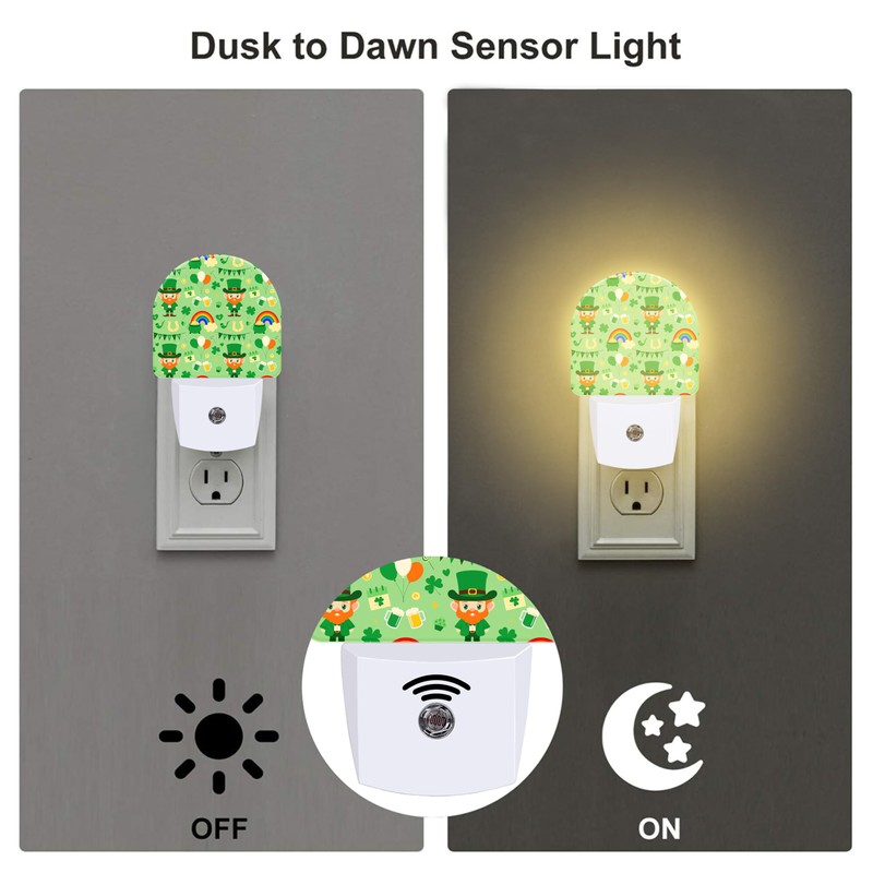 St. Patrick's Day Cute Pattern Night Light for Kids,Green Shamrock