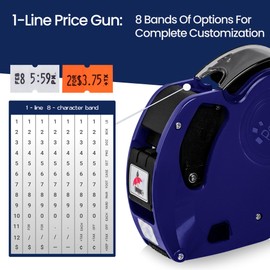 Perco Lite 1 Line Price Gun with Labels Kit - Includes 1 White Roll, 1 Fluorescent Red Roll, 2 Ink Rollers, 1 Ink roll and Labels Pre-Loaded
