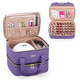 BAFASO Organizador de esmalte de uñas con capacidad para 40 botellas (15 ml - 0.5 onzas) y una lámpara de uñas, Morado