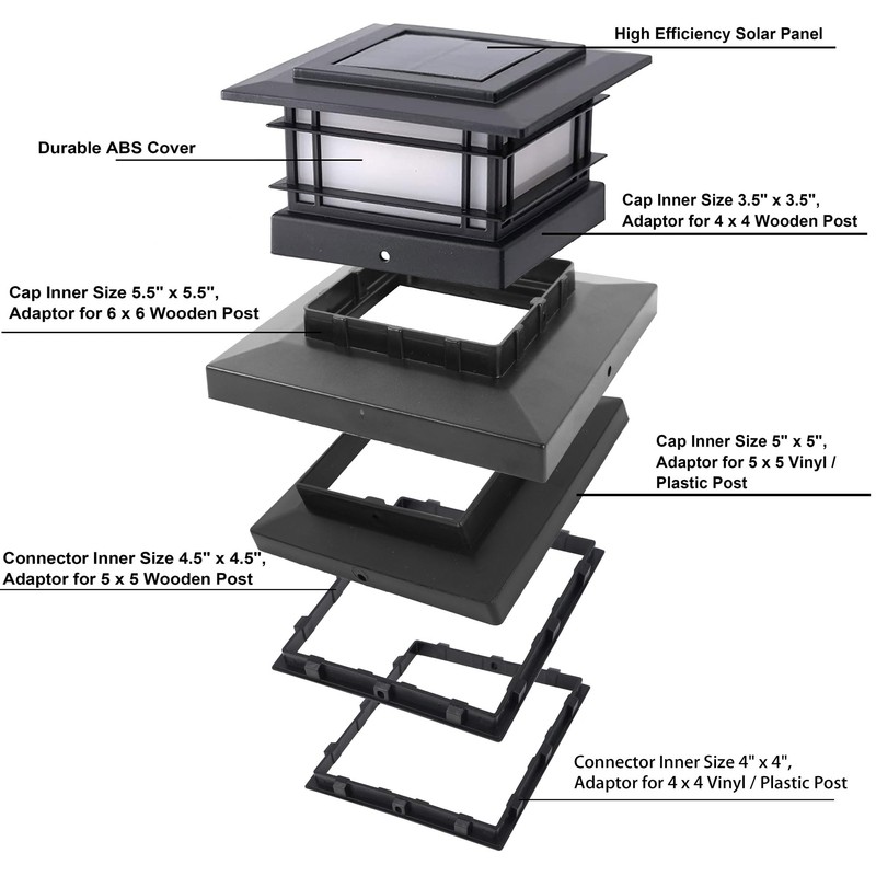 Dynaming 6 Pack Solar Post Cap Lights Outdoor with Flickering
