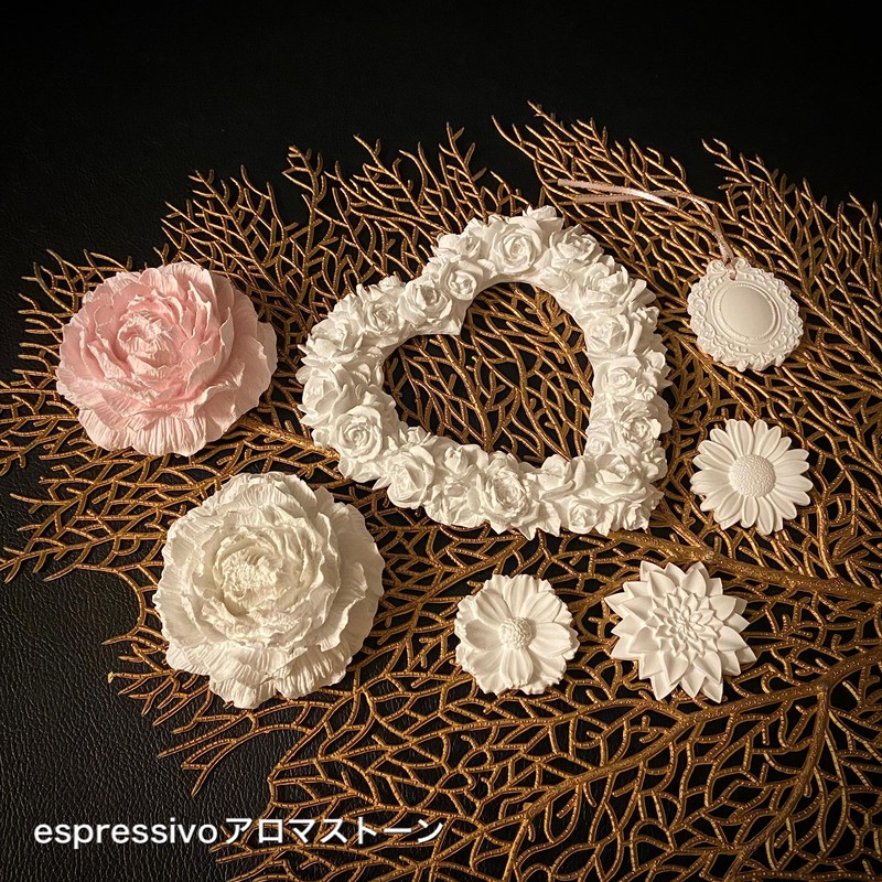 espressivo Aroma Stone Dahlia White Made in Japan Handmade 5.2cm