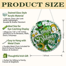Happy St. Patrick’s Day Sign, Irish Shamrock Acrylic Window Hanging, Festive Home Party Decoration Indoor Outdoor, for Women Men