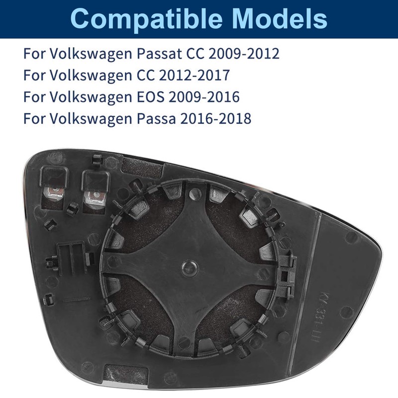 ROWORKX Driver Side Heated Mirror Glass Compatible with 2009-2016 Volkswagen