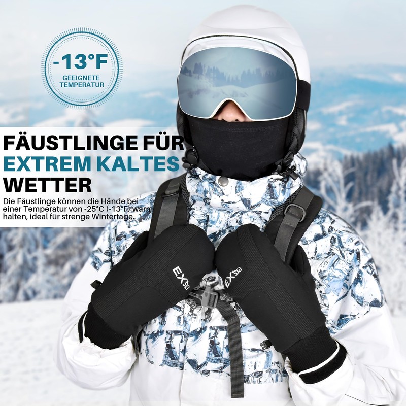 EXski Ski Mittens Men Women Snowboard Ski Gloves Waterproof Touchscreen