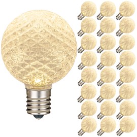 Novelty Lights 25 Pack G40 LED Replacement Bulbs, E12 LED Bulb, 0.50w Diamond Faceted Shatterproof Warm White Globe String Light Bulbs for Patio Décor