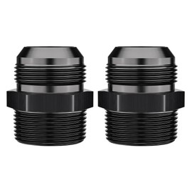 EVIL ENERGY EVIL ENERGY 20AN Male Flare to 1-1/4" NPT Pipe Fitting Adapter Straight Aluminum Black 2PCS