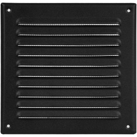 HVAC OV 6 x 6 Inch (Opening Size) Black Galvanized Steel Square Air Vent Cover - HVAC Louvered Grille with Mesh Screen - Register Vent Deflector for Bathroom, Kitchen, Home, Garage, Office