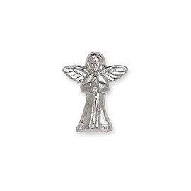 14k Yellow or White Gold Praying Angel Lapel Pin For Men (white-gold)