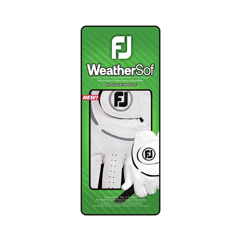 FootJoy WeatherSof Men's Golf Glove, White/Grey