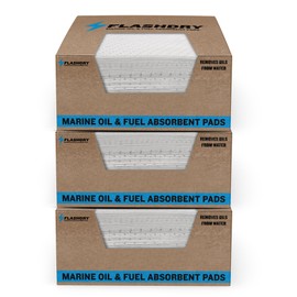 FLASHDRY Marine Oil & Fuel Spill Absorbent Pads - 17.5” x 13.5”, Water Repellent, Effective Spill Control, Marine Protection, High-Performance, Eco-Friendly, Tear Resistant - 300 Pads in Total