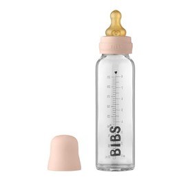 Biberón BIBS de capacidad 225 ml con tetina de silicona - función anti-cólico, sin bisfenol A, tetina redonda, flujo medio, apto para recién nacidos - Blush