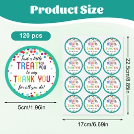 YUXIANLB 120 Pcs Thank You for All You Do Stickers, 2 Inch Colored Dot Teacher Appreciation Sticker, Thank You Stickers for Small Business, Packaging Round Sticker Labels for Employees Gift Wrapping