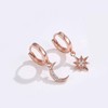 Womens Moon Star Dangle Small Hoop Cubic Zirconia Earrings Girls