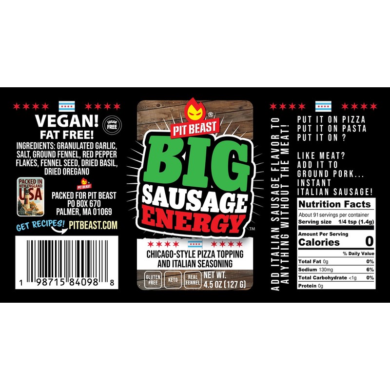 Pit Beast Big Sausage Energy Italian Seasoning and Manny's Olive