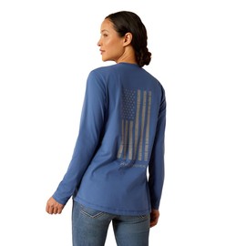 Ariat Women's Rebar Workman Reflective Flag T-Shirt, True Navy, X-Large
