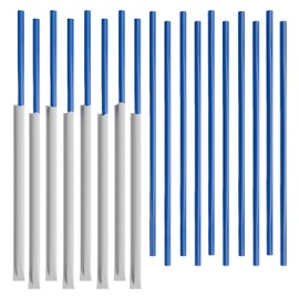 Paper Wrapped Plastic Drinking Straws (10" x 0.28") (250, Blue)