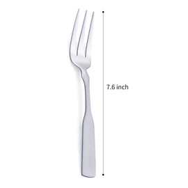 FULLYWARE 3-Tine Fork, Stainless Steel 7.6” Dinner Silverware Fork, Metal Cocktail Dessert Forks, 6-Piece
