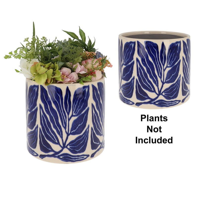 Shudehill Giftware Tropic Petal Leaf Floral Garden Design Planter Pot